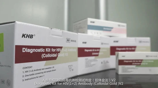 KHB Diagnostic Kit for HIV (1+2) Antibody (Colloidal Gold) V2 HIV Reagent Rapid Test with CE IVDR & WHOPQ Professional Use