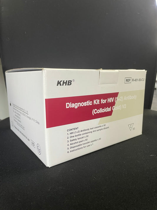 KHB Diagnostic Kit for HIV (1+2) Antibody (Colloidal Gold) V2 HIV Reagent Rapid Test with CE IVDR & WHOPQ Professional Use